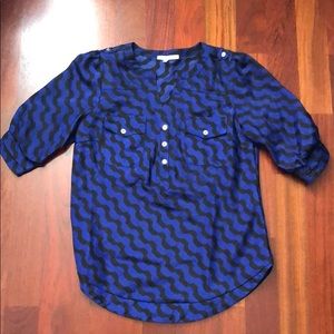 41 Hawthorne Henley Blue Striped Top